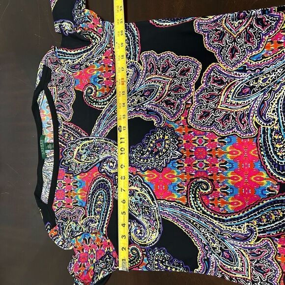 Lauren Ralph Lauren Multicolor Colorful Paisley Boat Neck Swing Top Size L - Picture 9 of 13